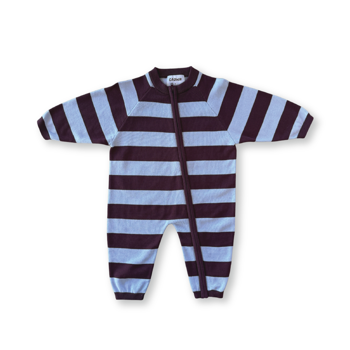 GROWN ORGANIC KNIT ZIP STARSUIT: PLUM & HAZE