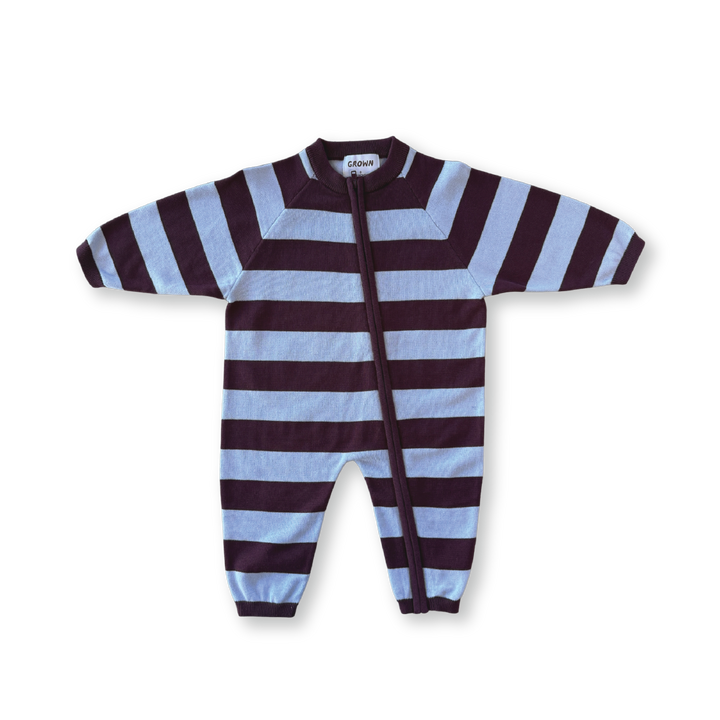 GROWN ORGANIC KNIT ZIP STARSUIT: PLUM &amp; HAZE