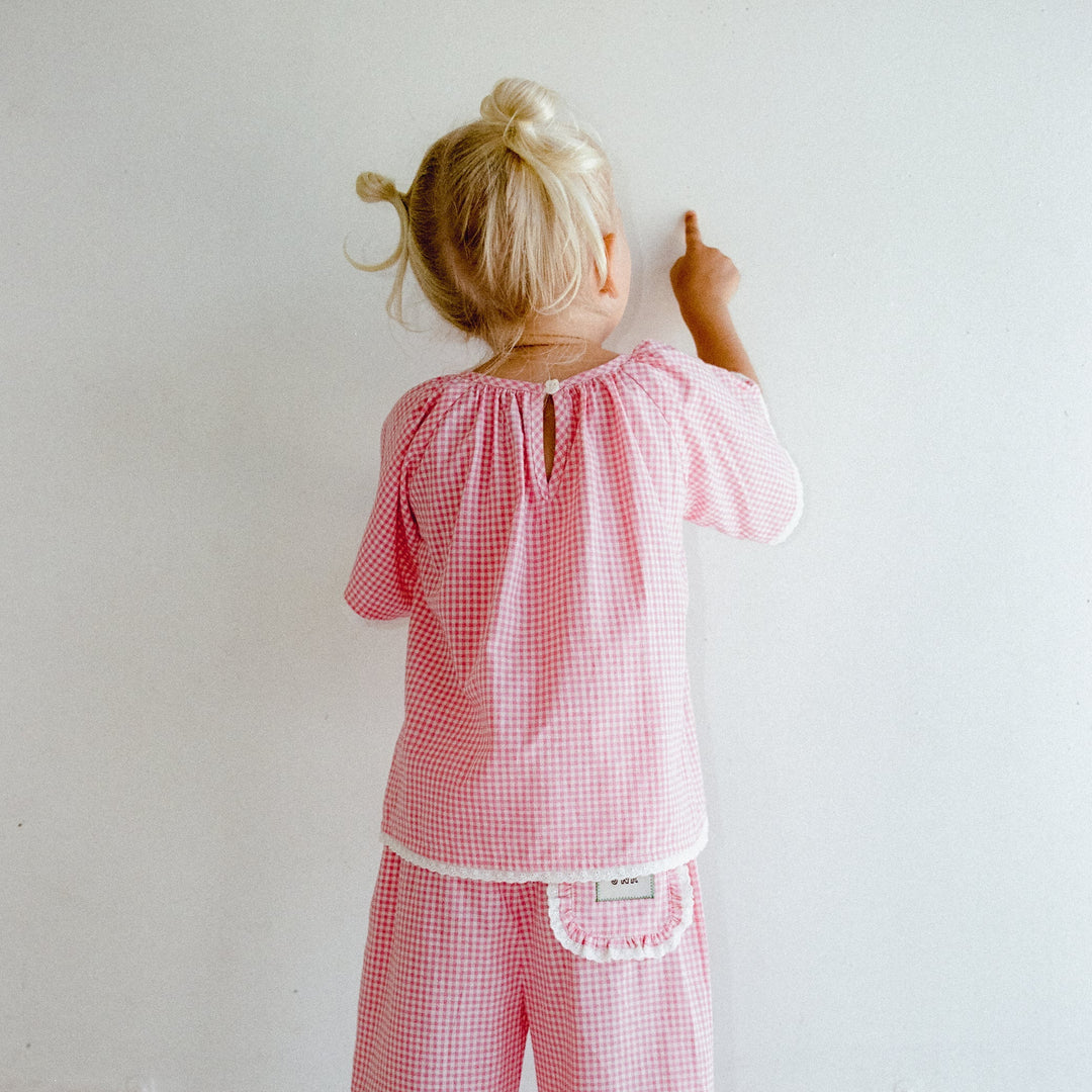 JUNI JNR PENNY BLOUSE: STAWBERRY GINGHAM