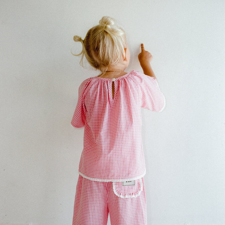 JUNI JNR PENNY BLOUSE: STAWBERRY GINGHAM