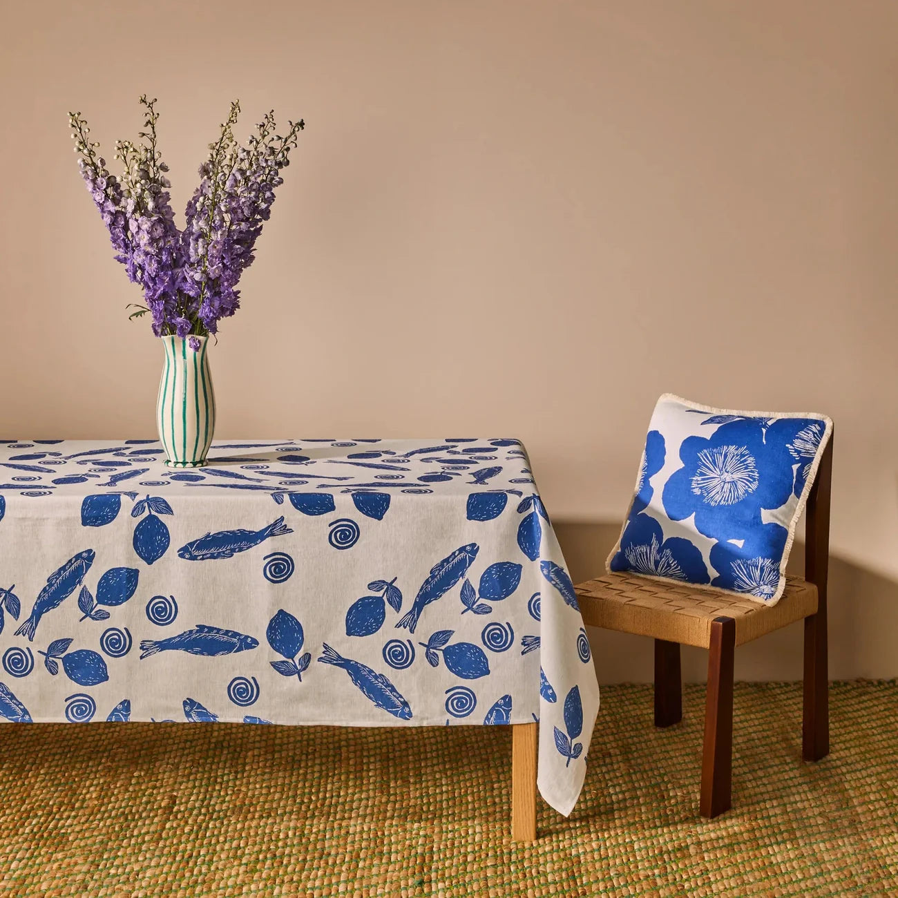 BONNIE AND NEIL TABLECLOTH: SARDINES BLUE