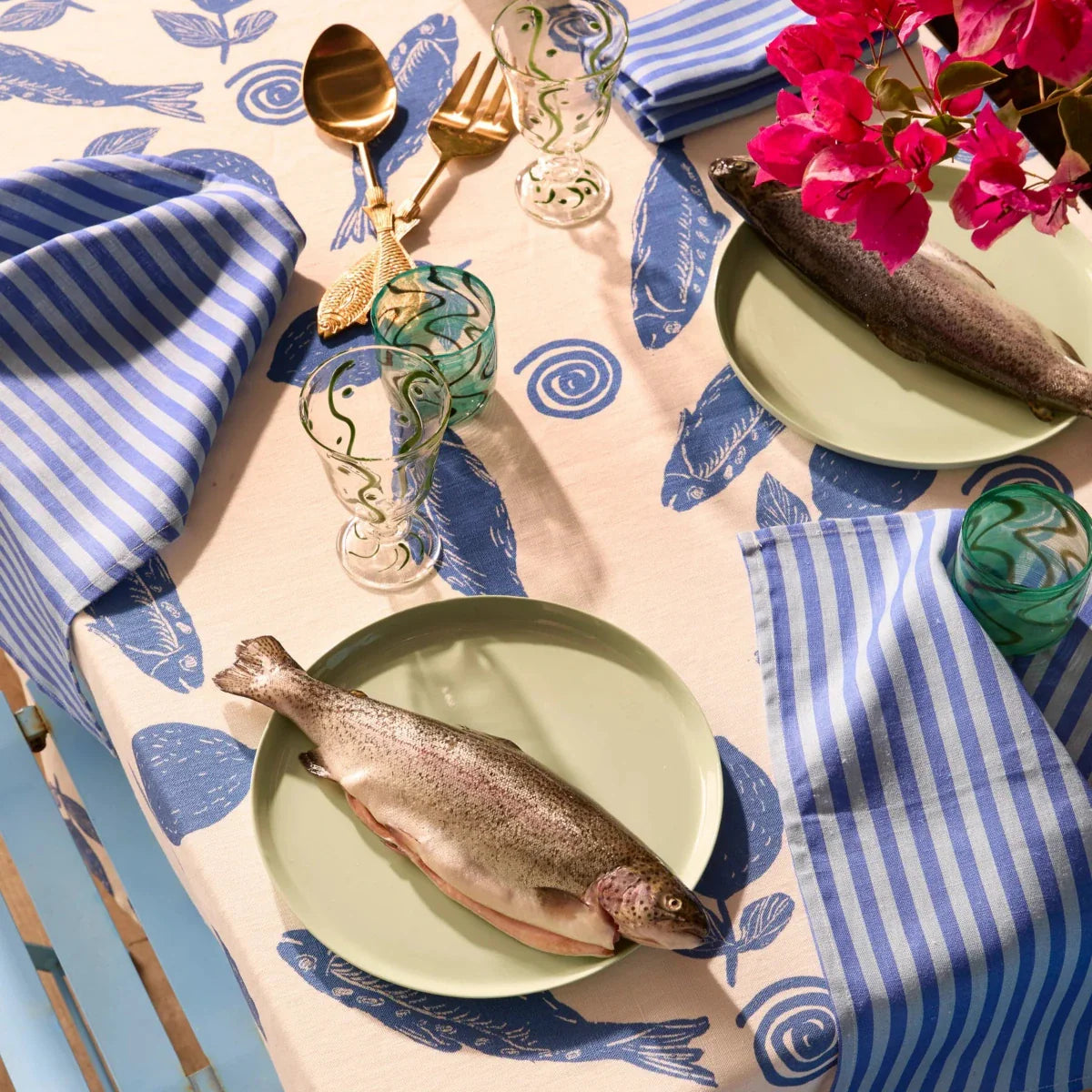 BONNIE AND NEIL TABLECLOTH: SARDINES BLUE