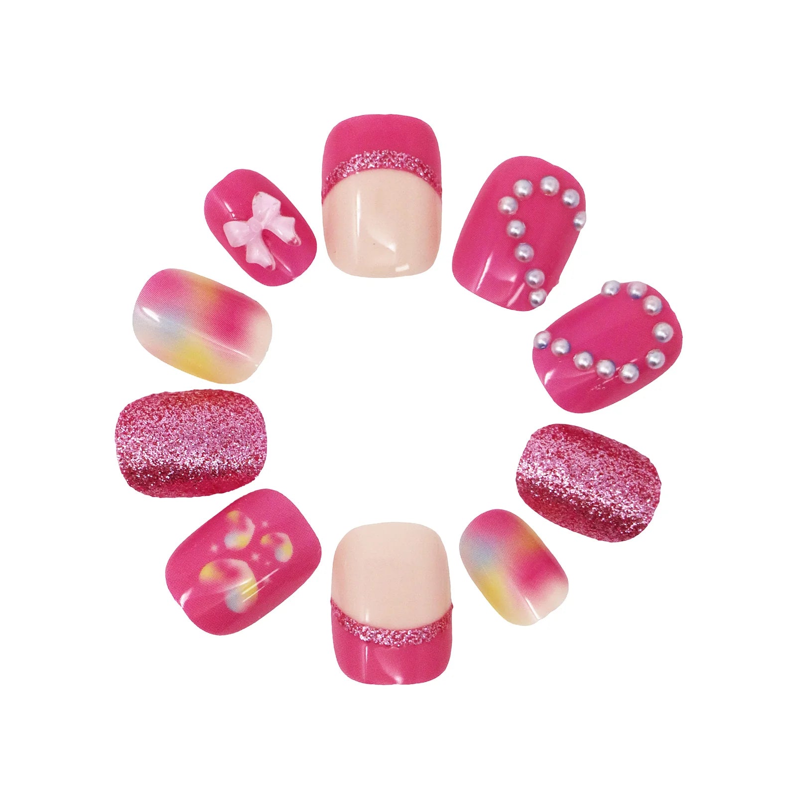 3D LOVE HEART PRESS ON NAILS