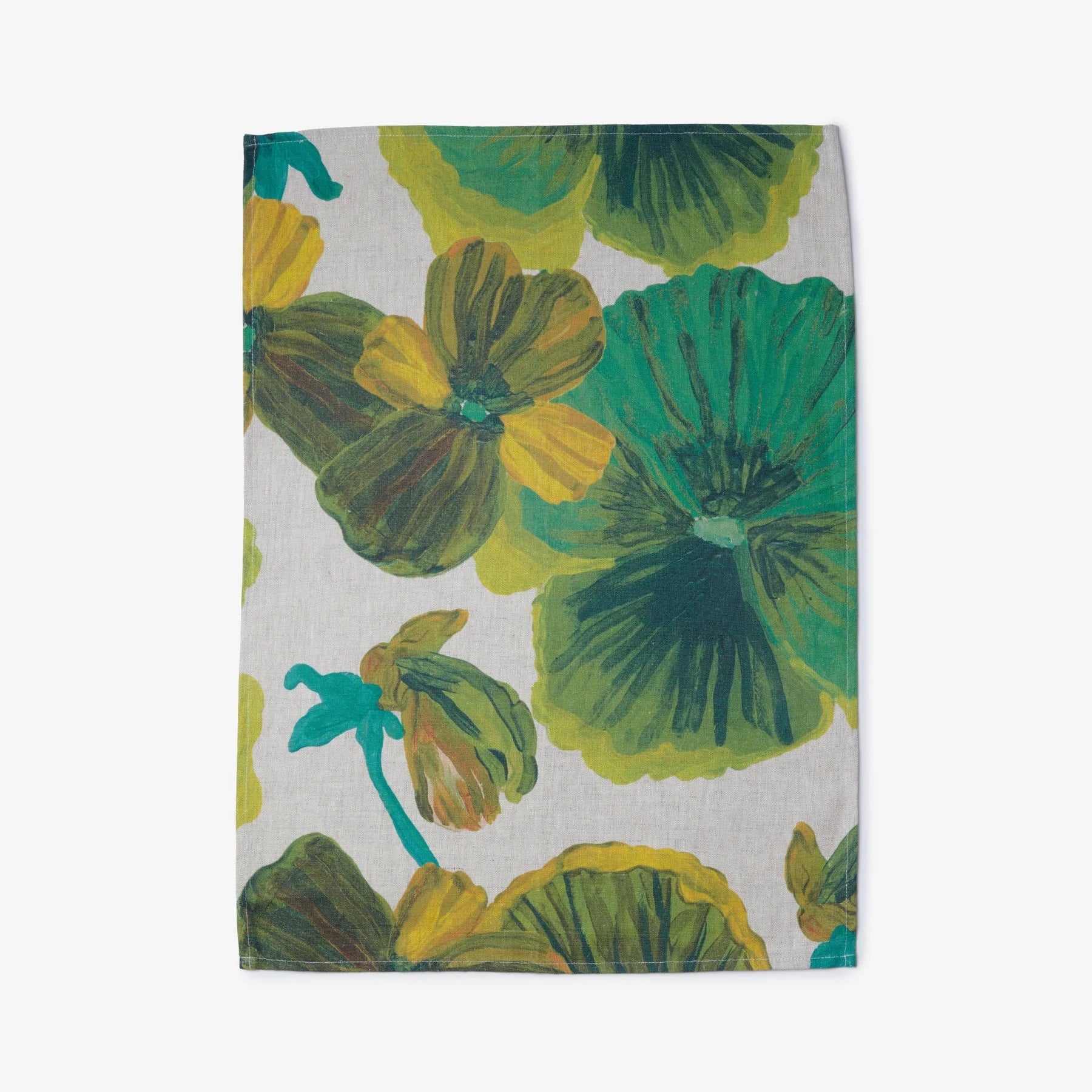BONNIE AND NEIL WILD PANSY VERDE TEA TOWEL