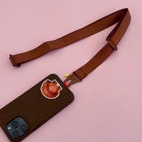 SALTY SAFARI CANVAS CROSSBODY PHONE STRAP: CHOCOLATE