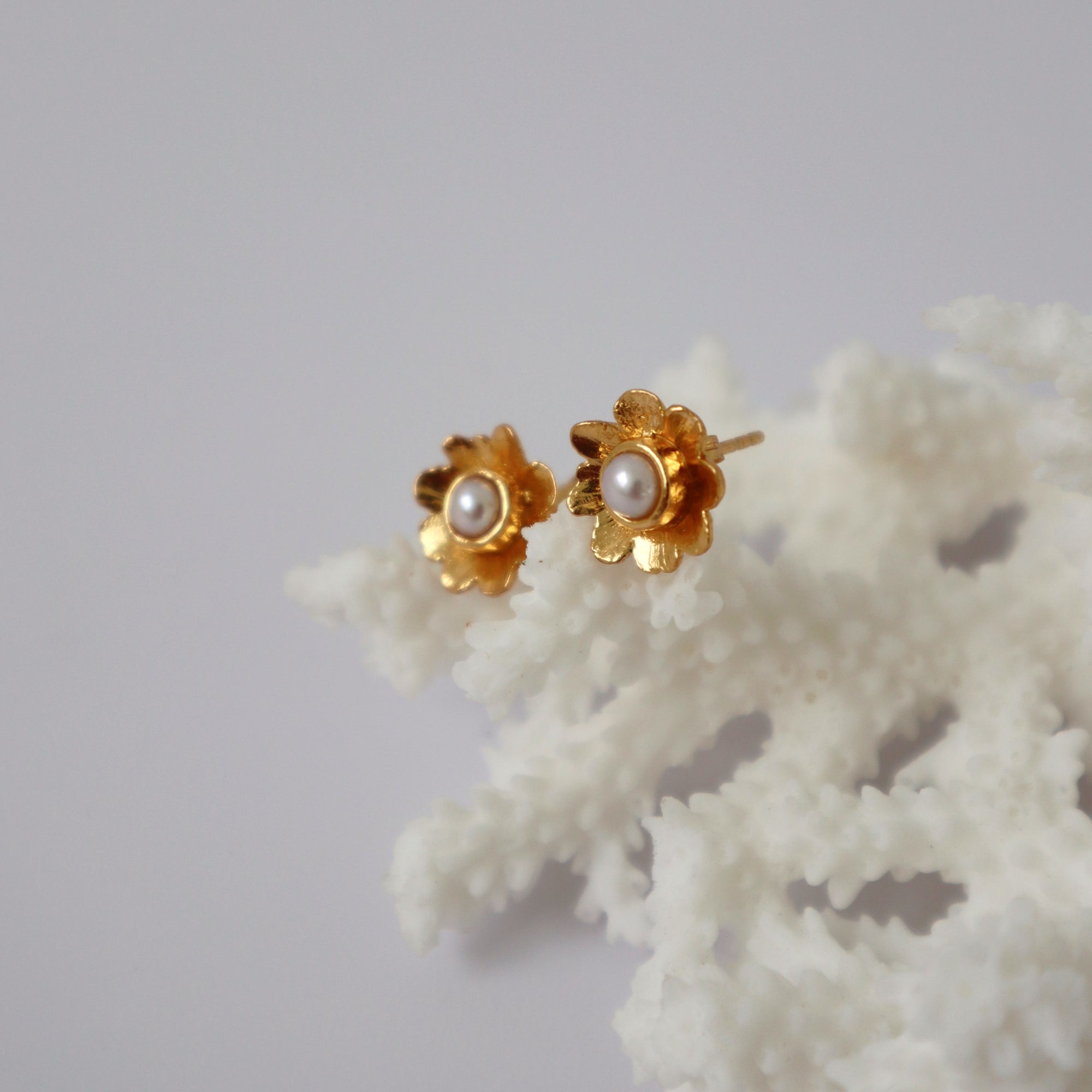 CLEOPATRA'S BLING PERDITA STUDS W PEARL: GOLD