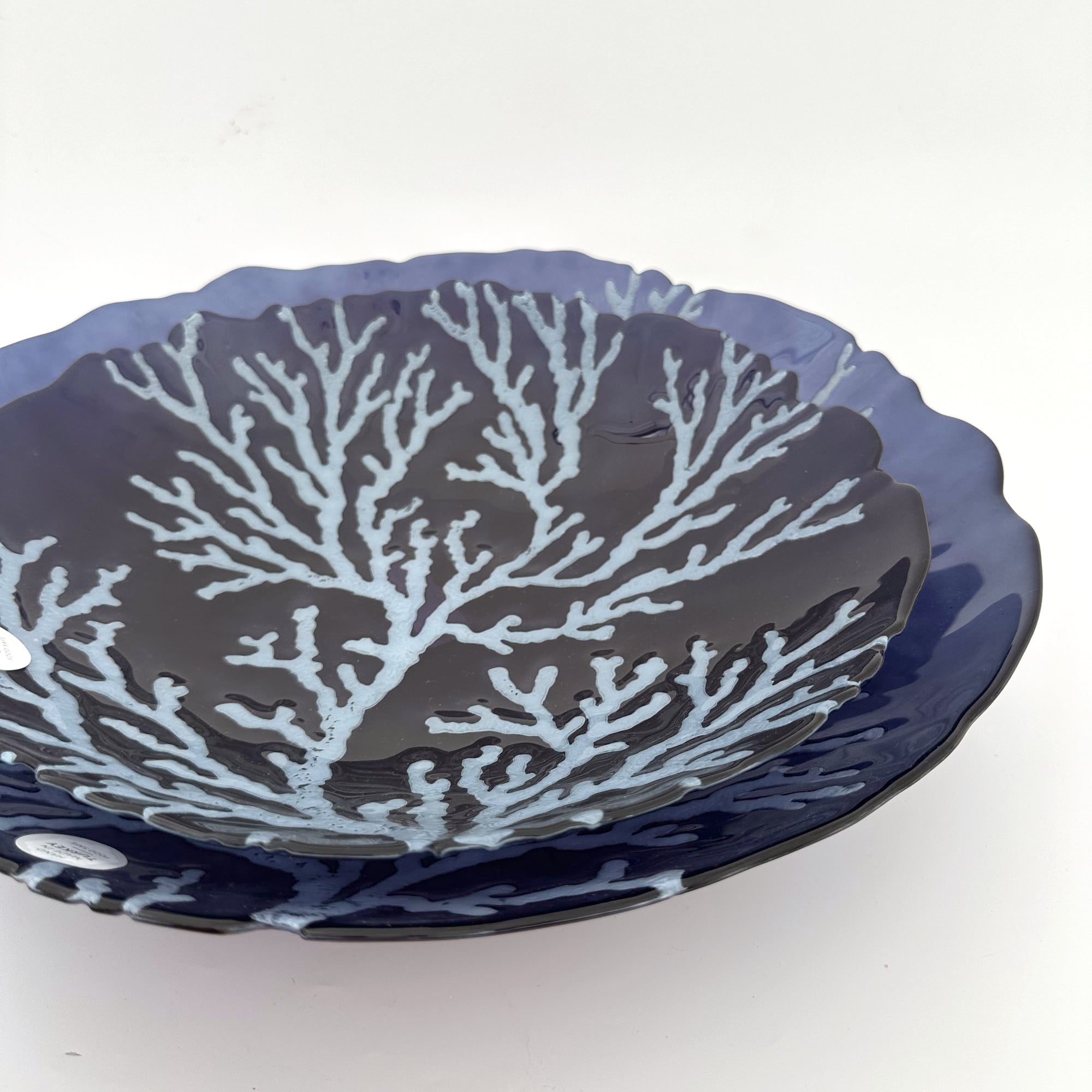 ATOLL GLASS BOWL: NAVY/ WHITE