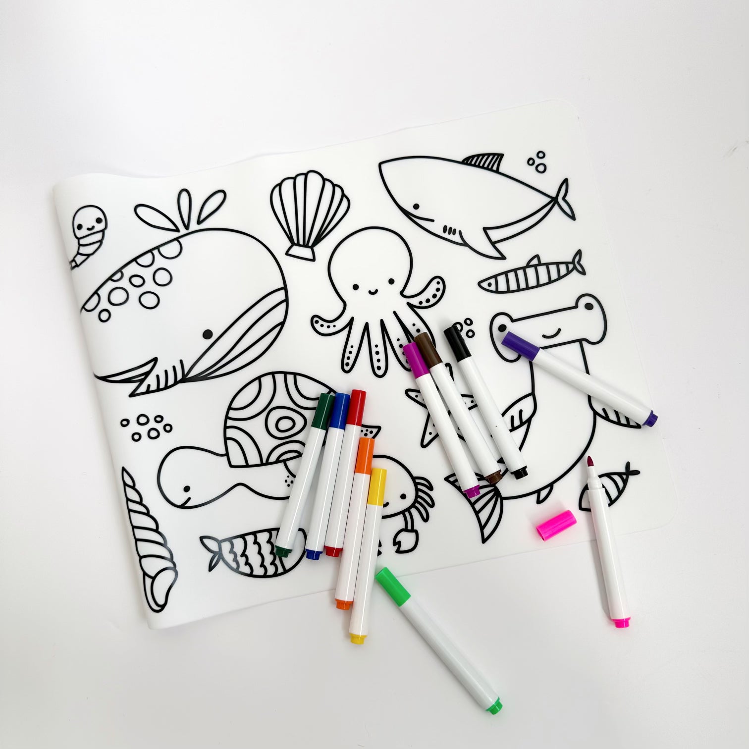 RE-USABLE SILICONE DRAWING MAT: SEA ANIMALS