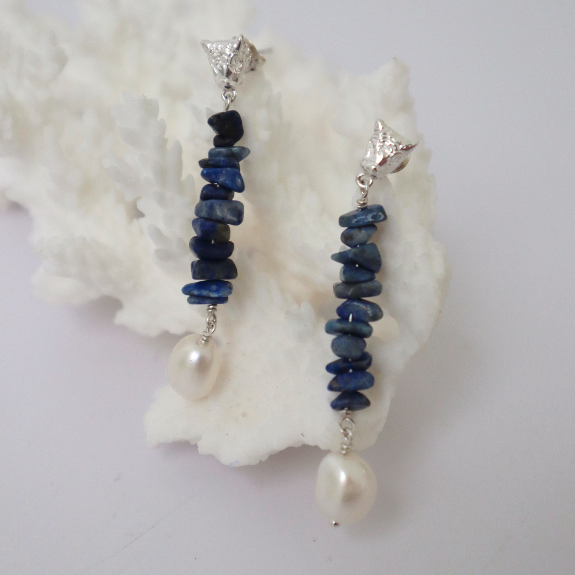 CLEOPATRA'S BLING DIETRICH EARRINGS IN LAPIS LAZULI: SILVER