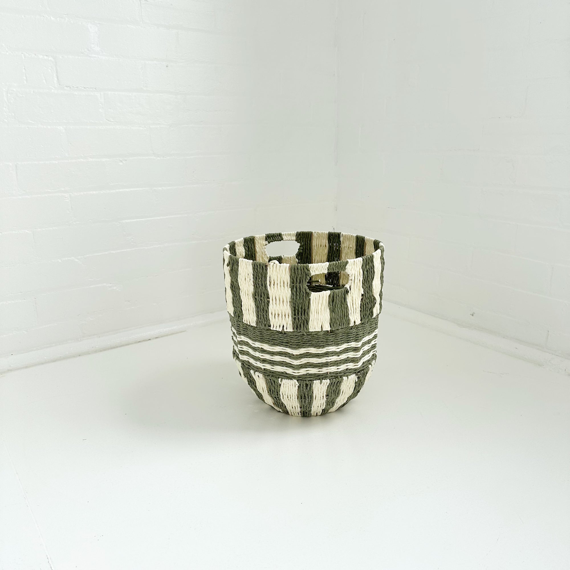 SOLANA STRIPE BASKET: OLIVE