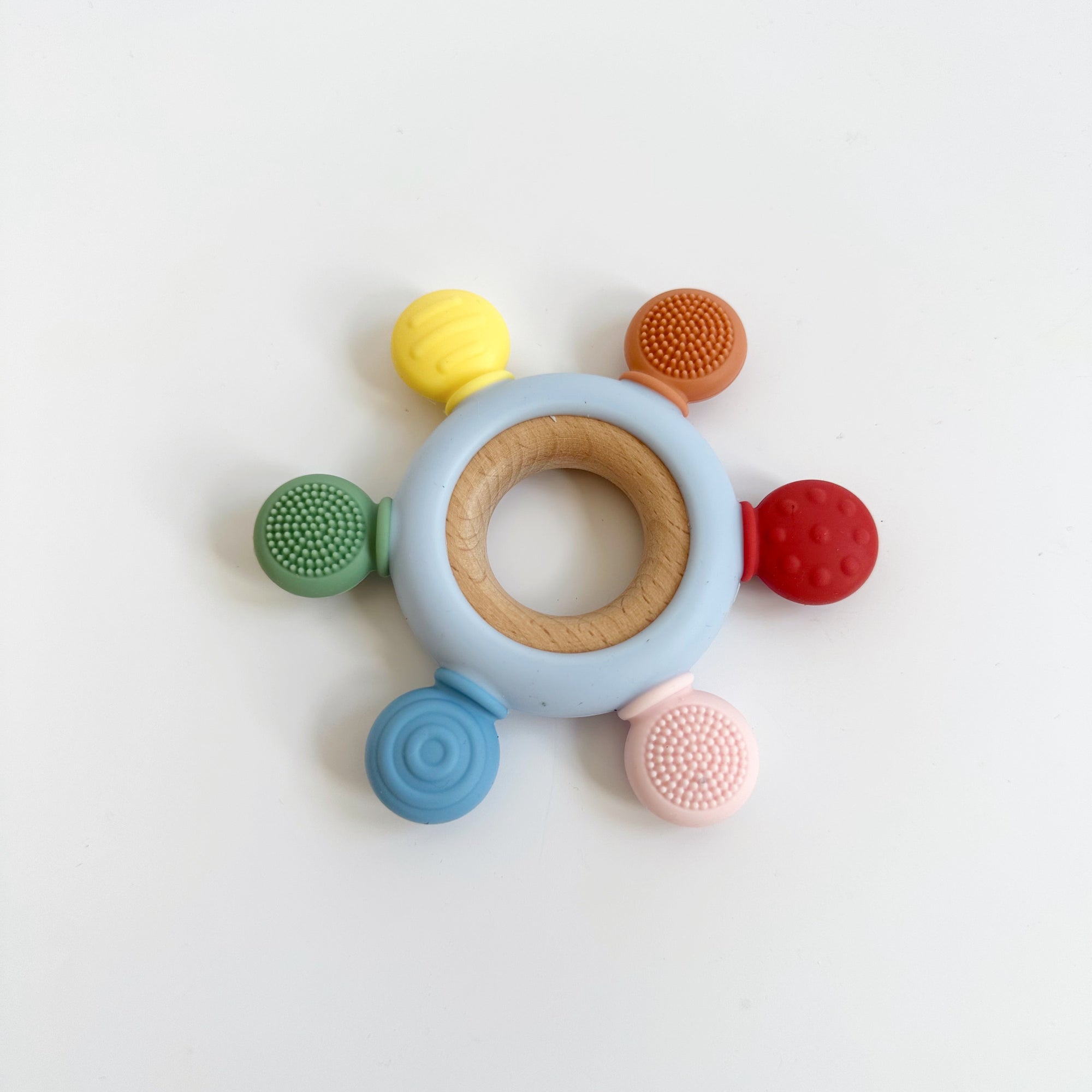 SILICON & WOODEN RAINBOW MULTI TEETHER