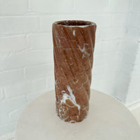 PAOLA & JOY TWIST STONE VASE: TALL/ ROJO ALICANTE