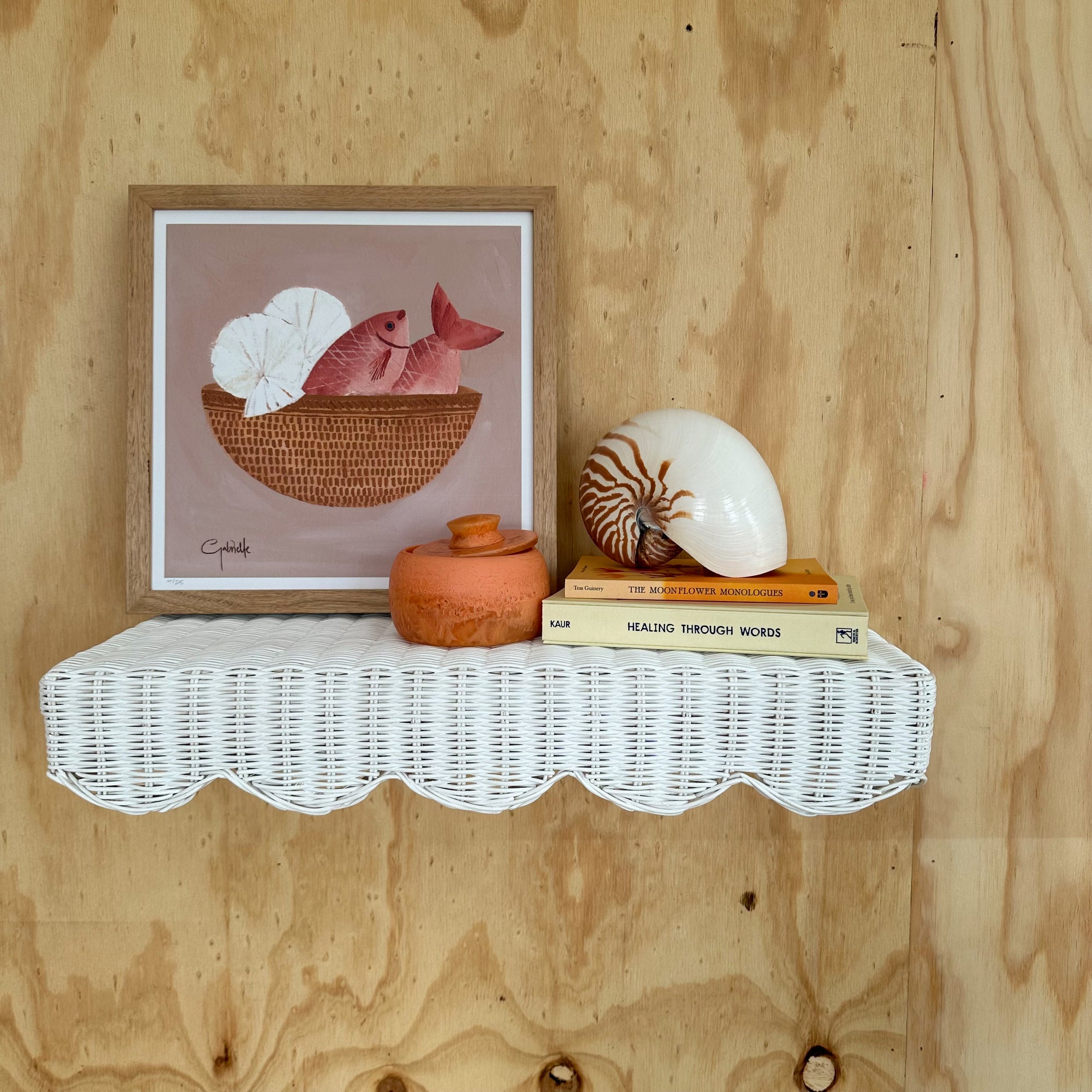 BELLE RATTAN WALL SHELF: WHITE