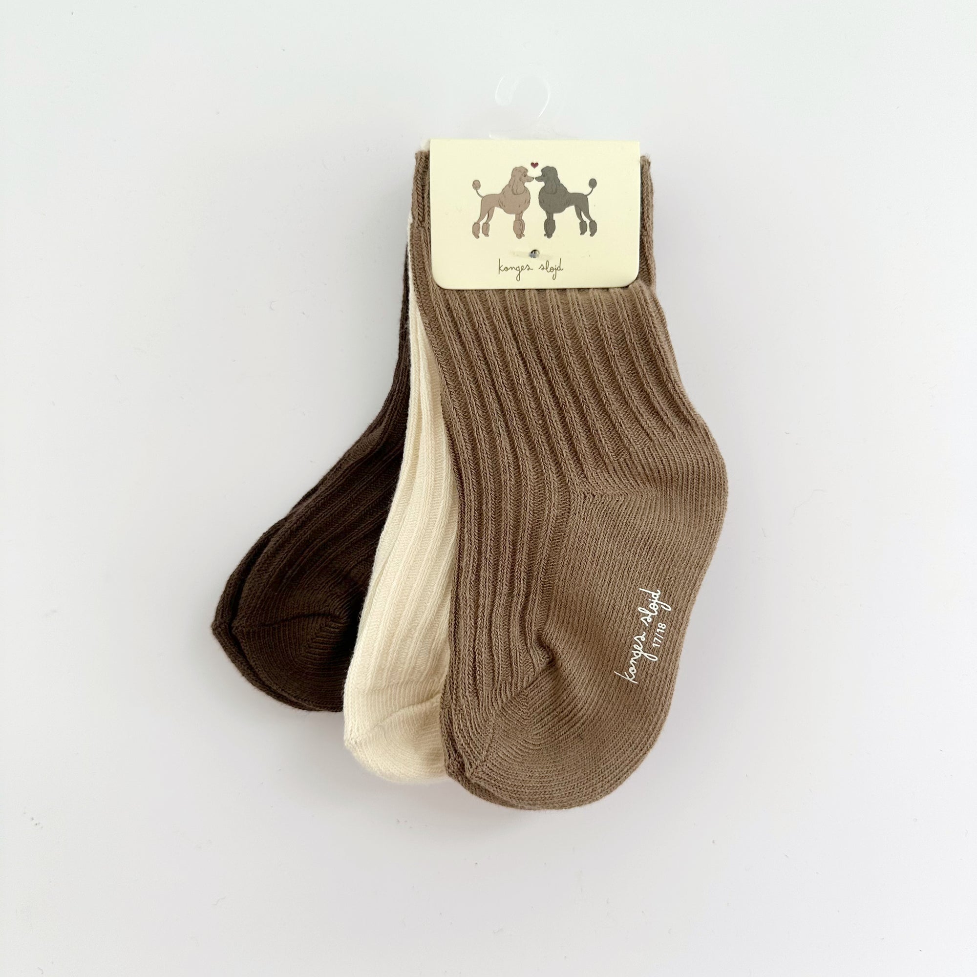 KONGES SLOJD RIB SOCKS (3 PACK): SAND/ HAZEL/ SHITAKE