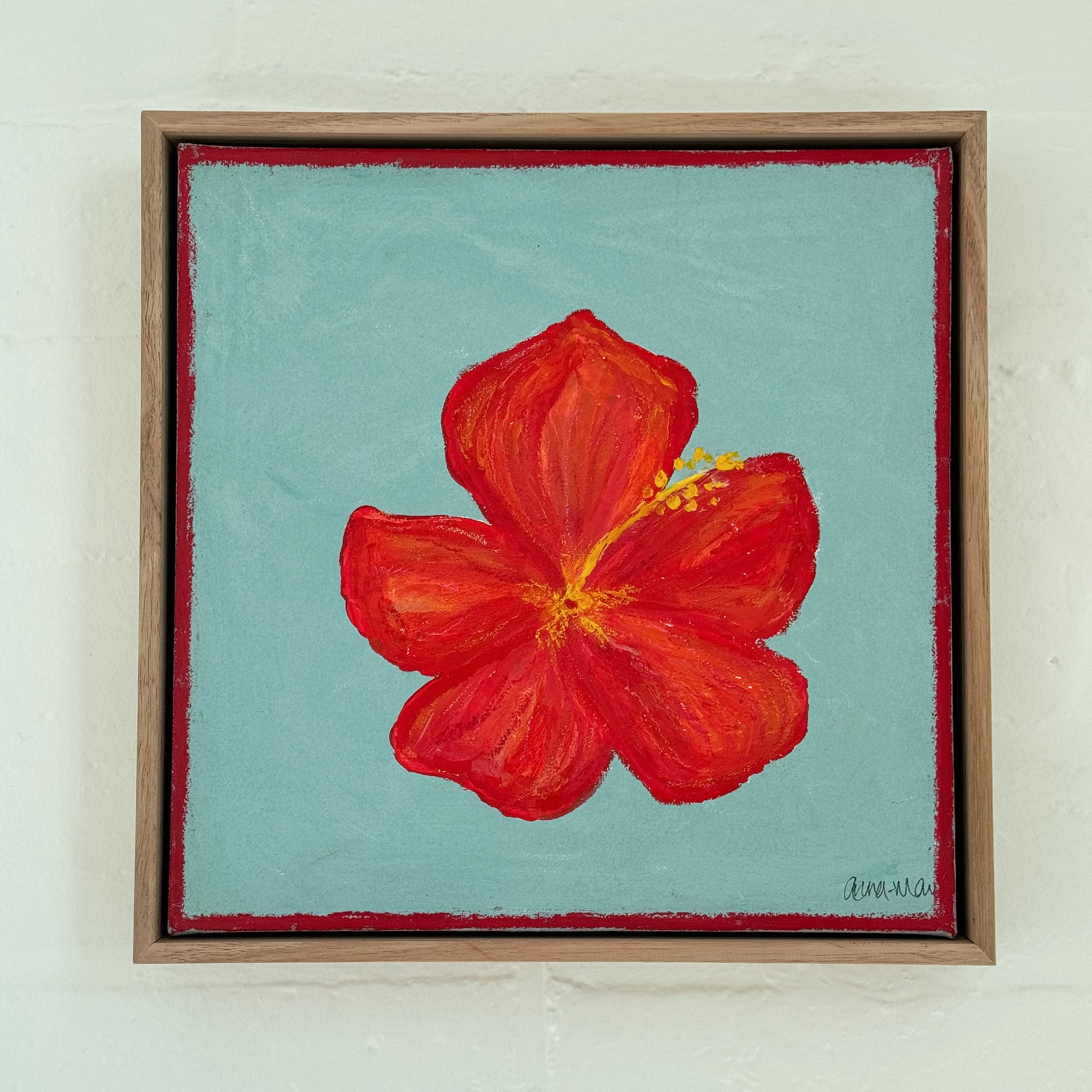 ANNA-MAY MOIR 'HIBISCUS RED & BLUE' ORIGINAL ARTWORK