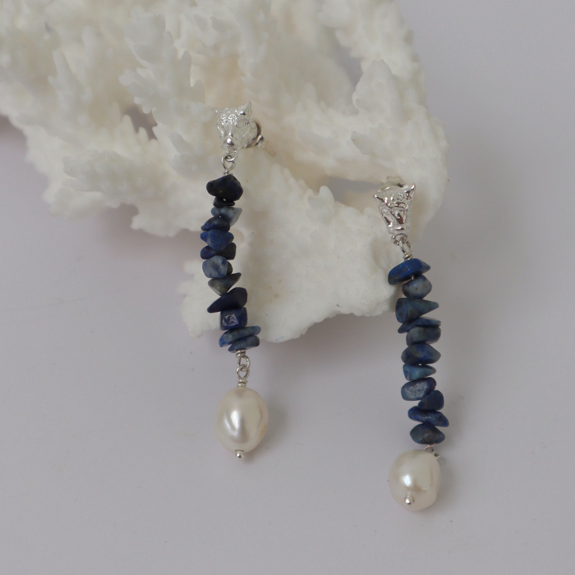 CLEOPATRA'S BLING DIETRICH EARRINGS IN LAPIS LAZULI: SILVER