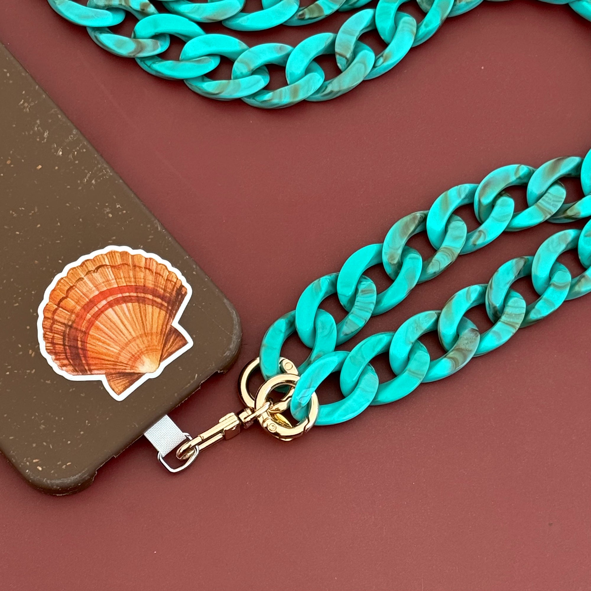 SALTY SAFARI CROSSBODY PHONE STRAP: TURQUIOSE TORTOISESHELL