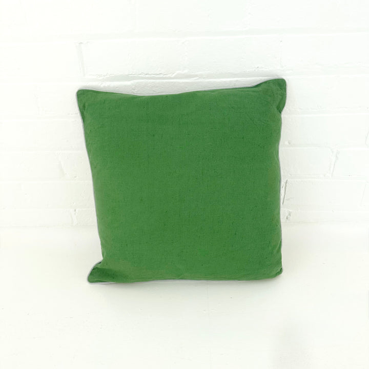 JANE LINEN/ COTTON CUSHION: EMERALD