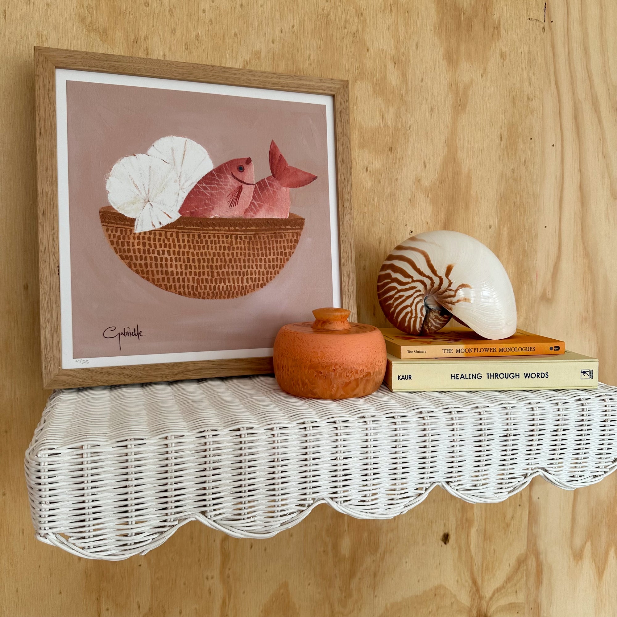 BELLE RATTAN WALL SHELF: WHITE