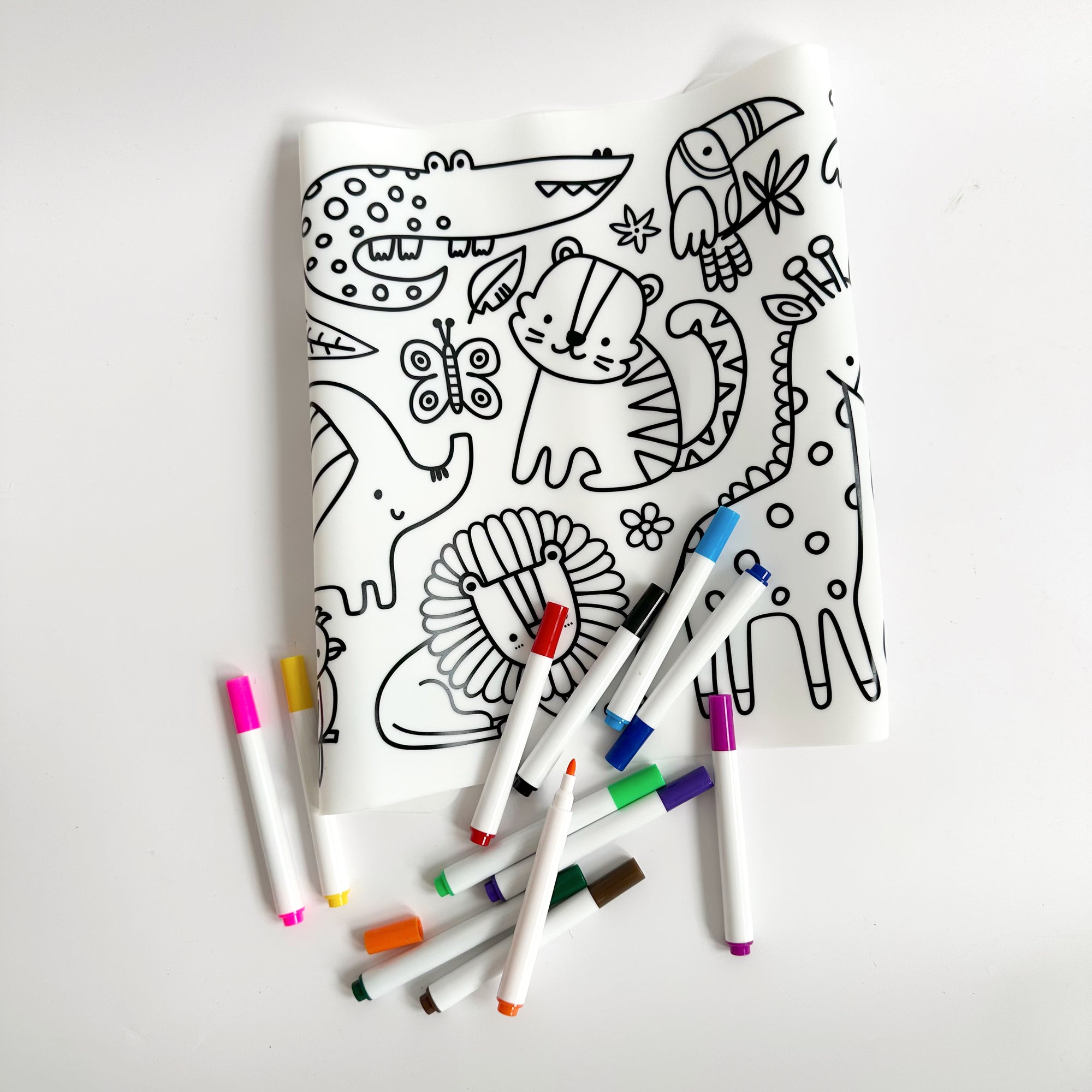 RE-USABLE SILICONE DRAWING MAT: JUNGLE ANIMALS