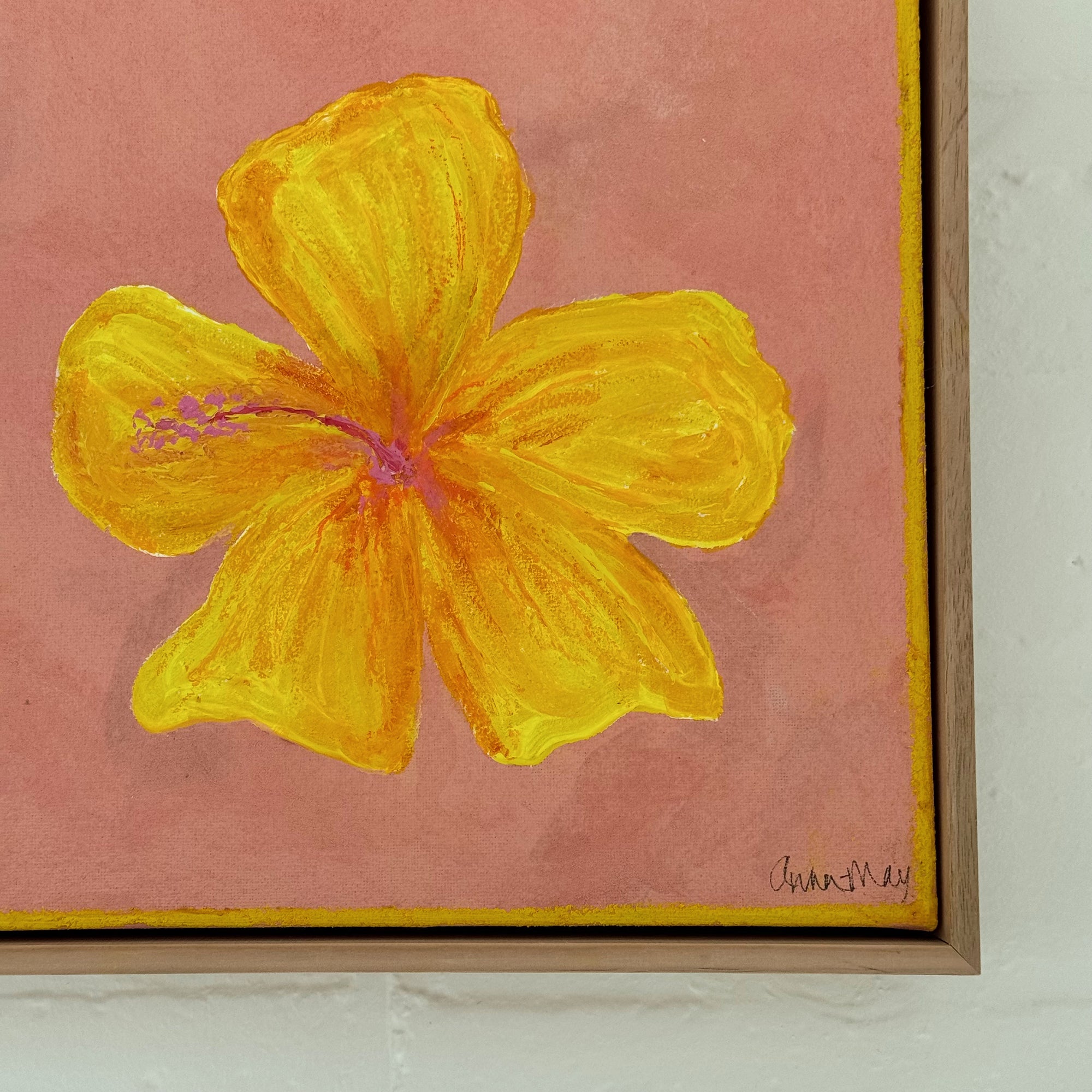 ANNA-MAY MOIR 'HIBISCUS YELLOW & PINK' ORIGINAL ARTWORK