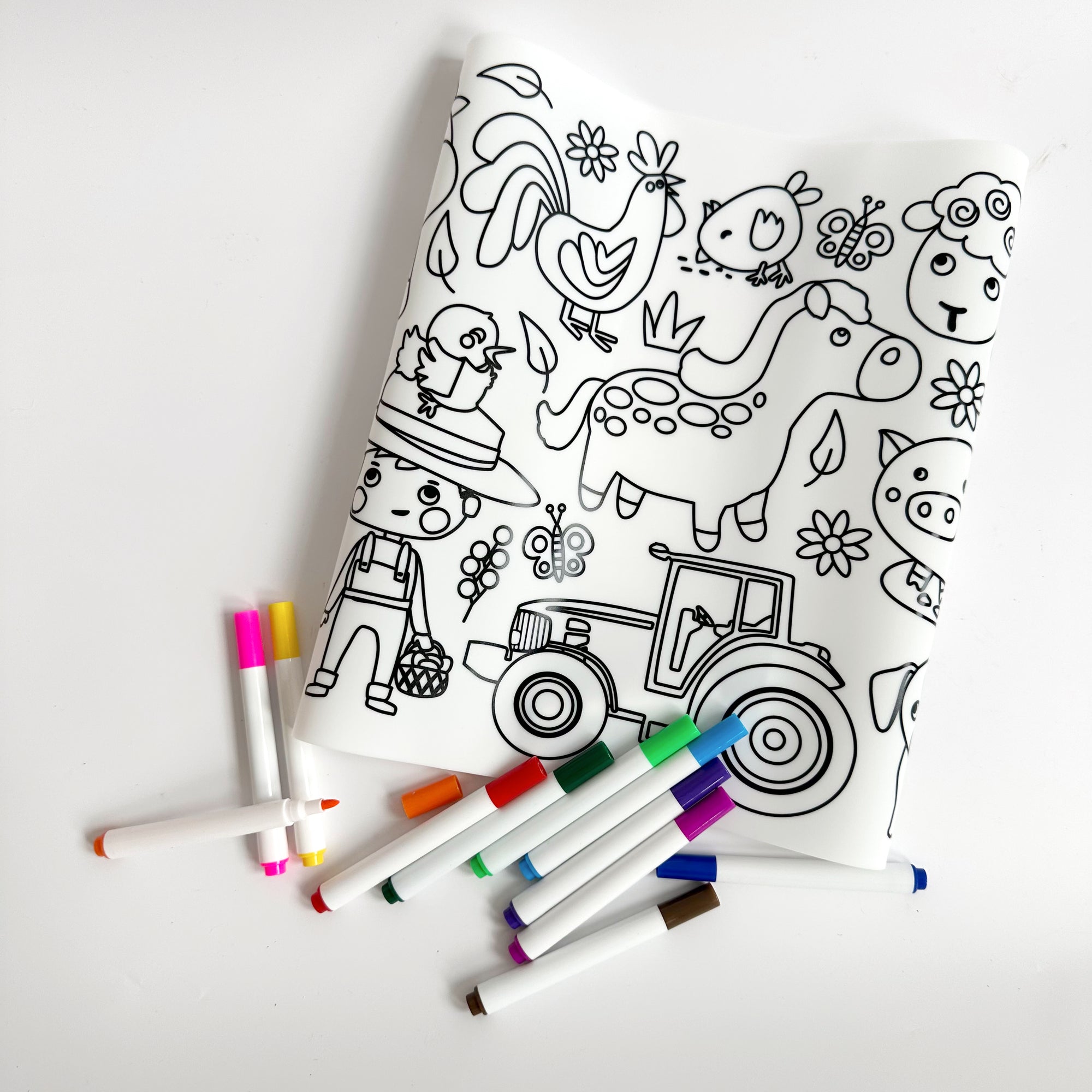 RE-USABLE SILICONE DRAWING MAT: FARM ANIMALS