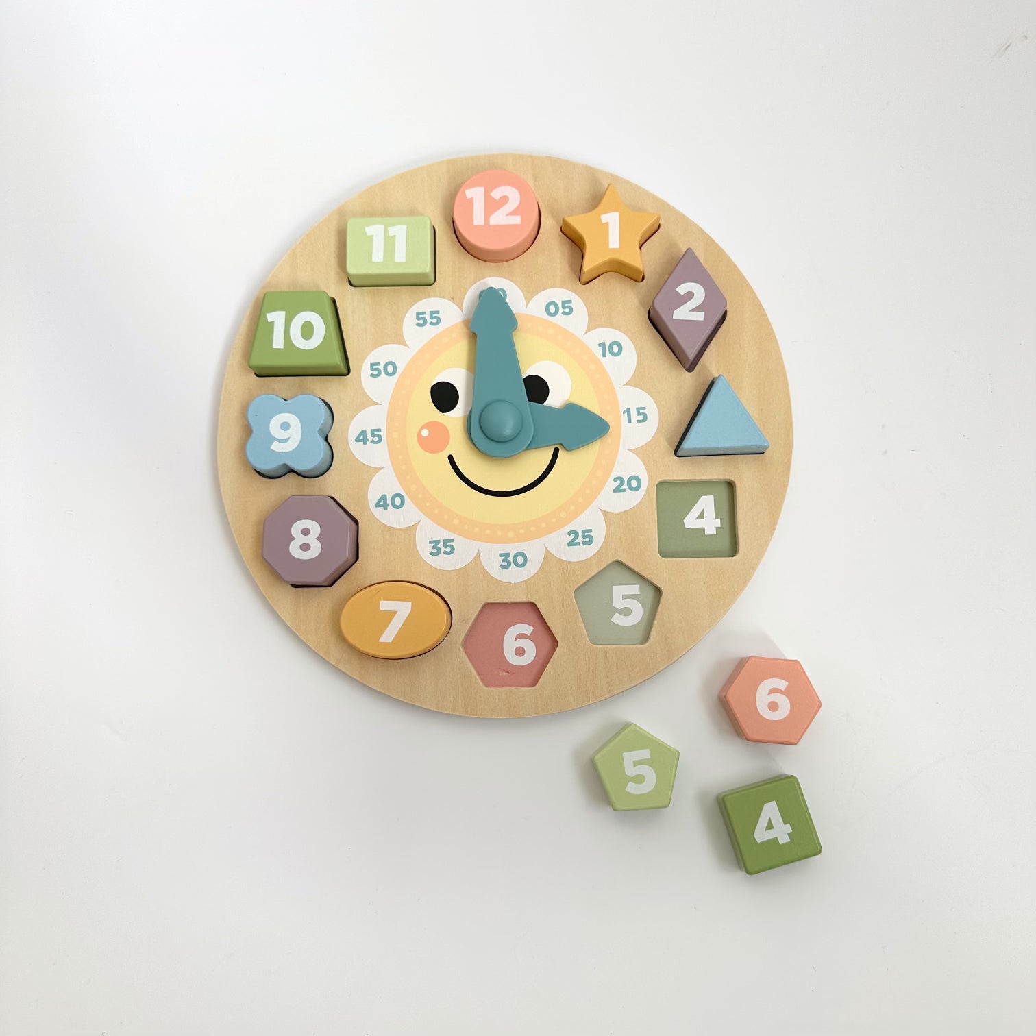 WOODEN CLOCK SHAPE SORTER PUZZLE