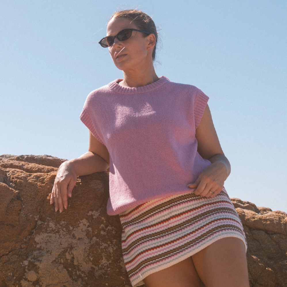 GROWN ORGANIC LADIES SUNSHINE STRIPE KNIT SKIRT