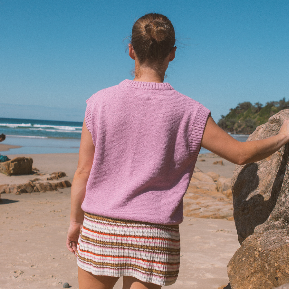 GROWN ORGANIC LADIES SUNSHINE STRIPE KNIT SKIRT