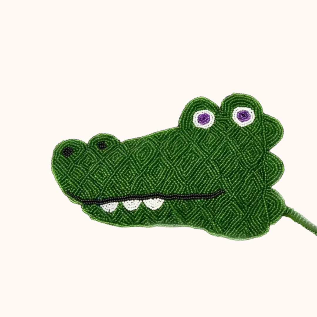 THE JACKSONS CROCODILE BEADED COIN PURSE CHARM