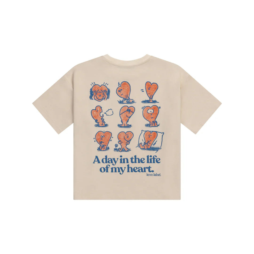LENN LABEL HEART TEE: CREAM