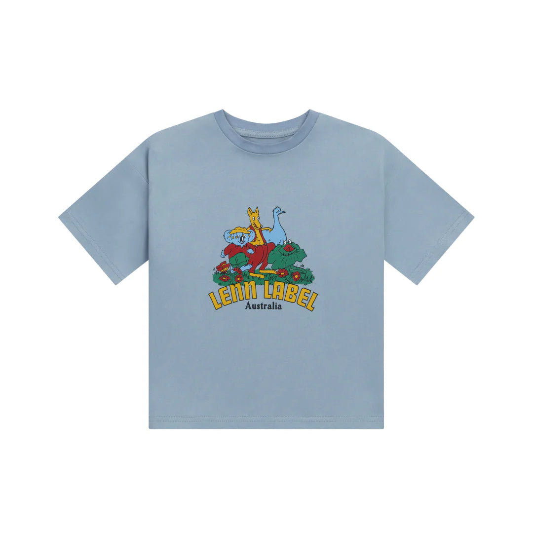 LENN LABEL AUSSIE TEE: SKY