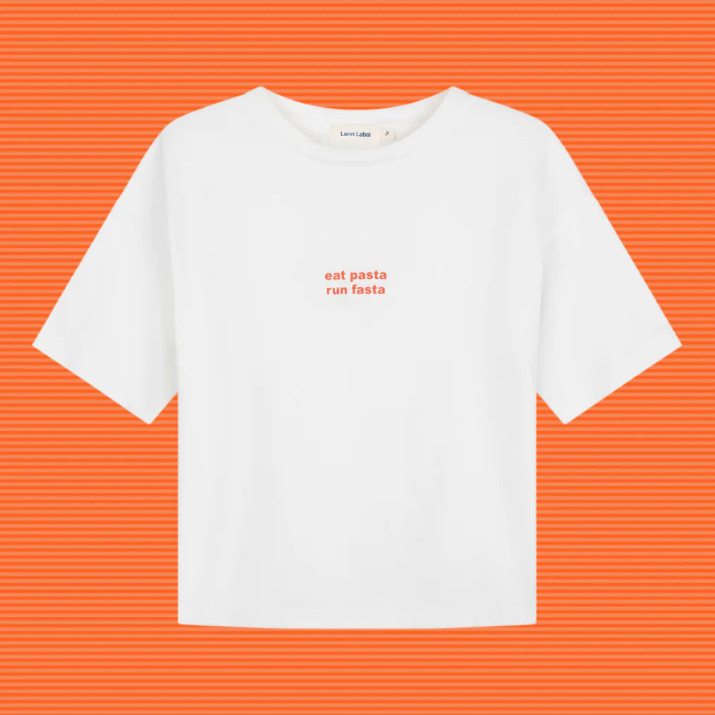 LENN LABEL PASTA TEE: WHITE