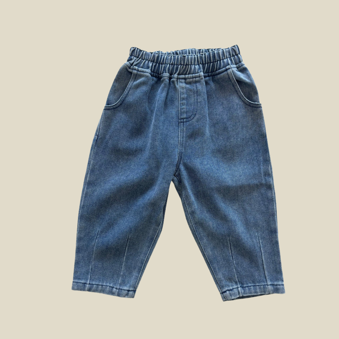 TINY TROVE ROSCO TAPERED COTTON DENIM JEANS