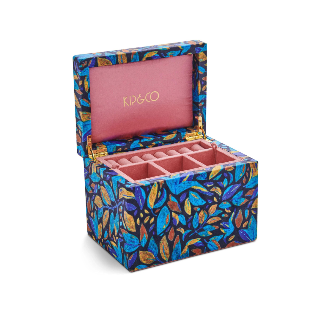 KIP & CO FALLEN LEAVES VELVET JEWELLERY BOX: LRG