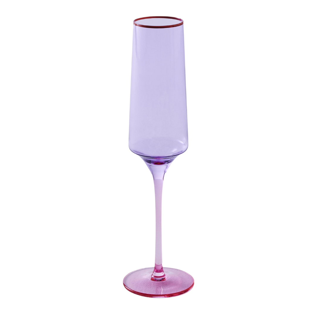 KIP & CO LILAC COLOUR BLOCK CHAMPAGNE GLASS 2PC