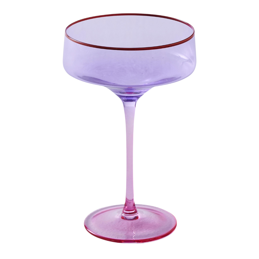 KIP & CO LILAC COLOUR BLOCK MARGARITA GLASS 2PC