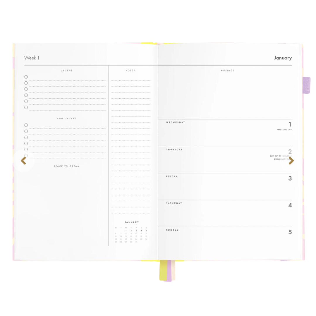 FOX & FALLOW 2025 A5 HORIZONTAL PLANNER: ACID WASH