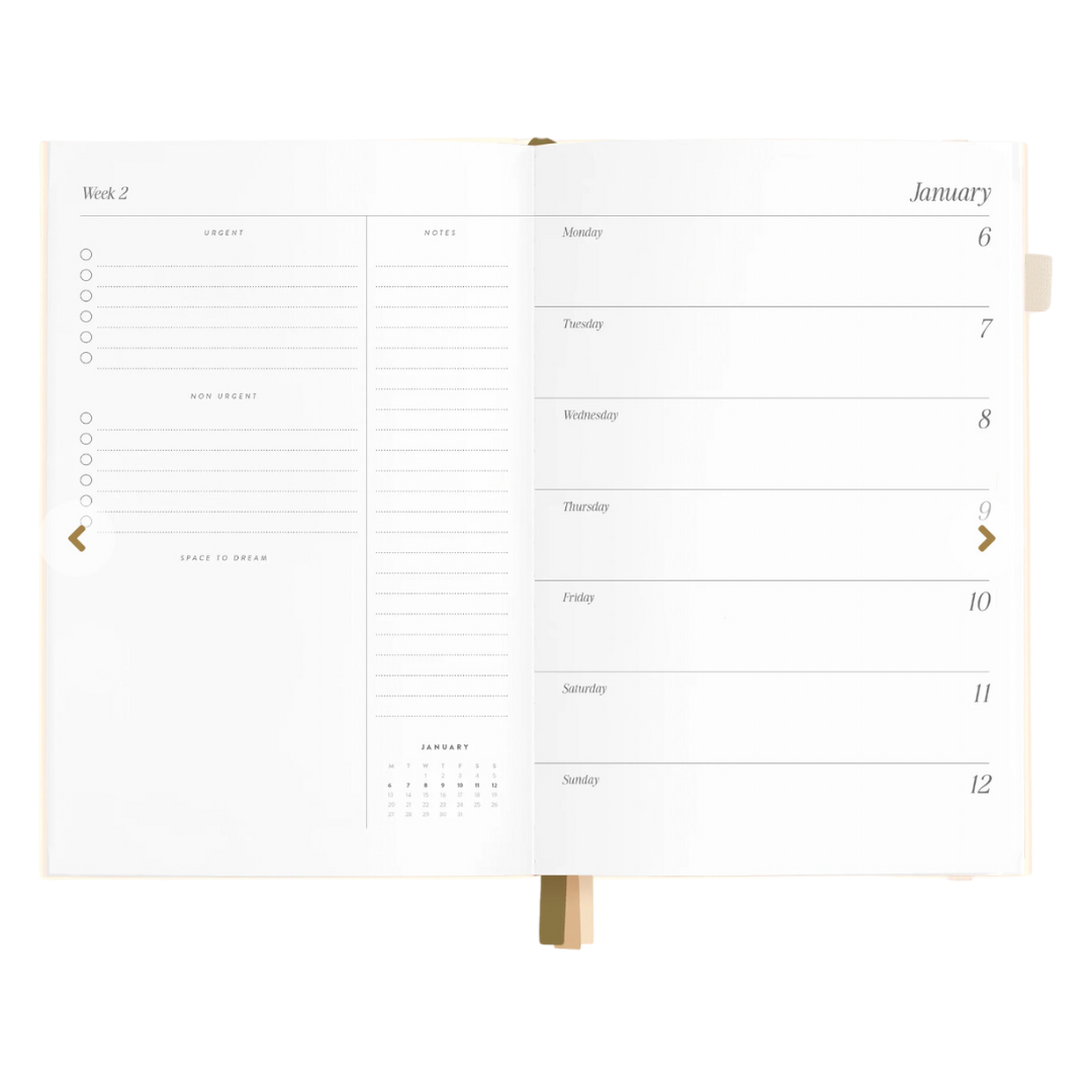 FOX & FALLOW 2025 A5 HORIZONTAL PLANNER: CREME