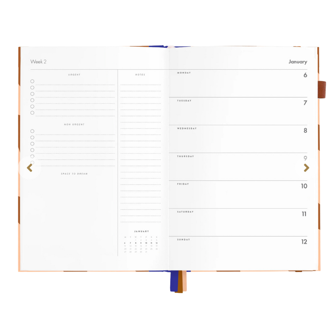 FOX & FALLOW 2025 A5 HORIZONTAL PLANNER: RUST SWIRL