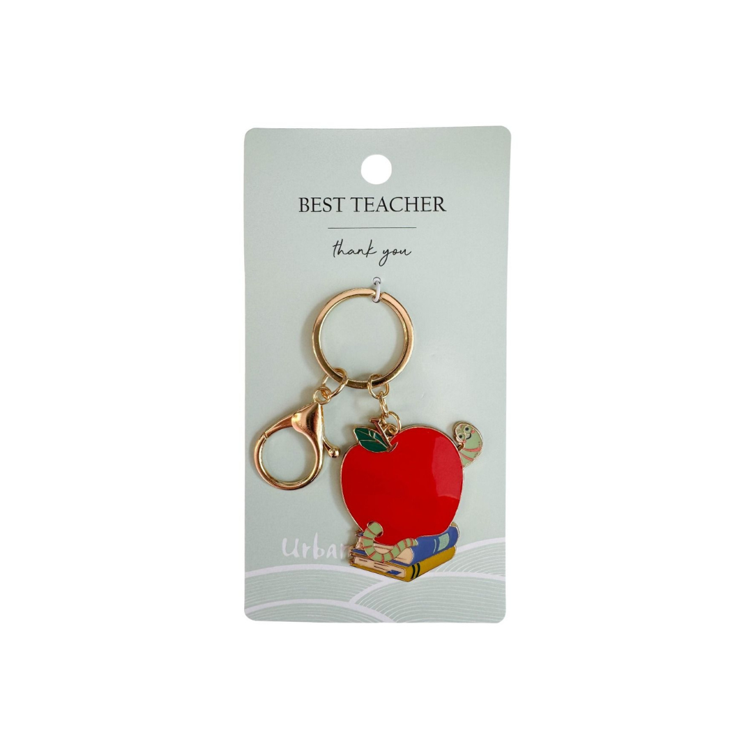 WORM & APPLE BEST TEACHER KEYRING