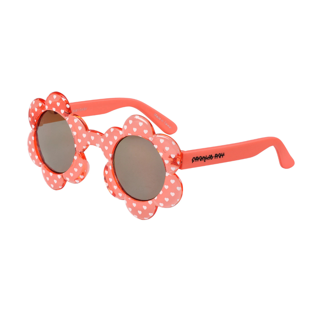FRANKIE RAY BABY SUNGLASSES: DAISY / CRYSTAL RED WITH WHITE HEARTS