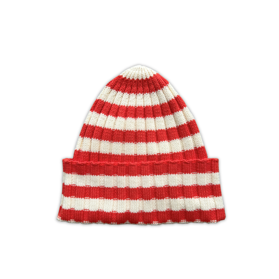 GROWN ORGANIC STRIPED PIXIE RIB BEANIE: SAUCE