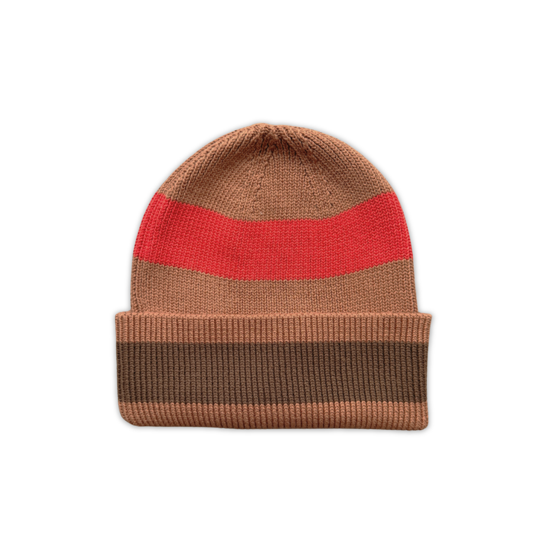 GROWN ORGANIC STRIPED PIXIE KNIT BEANIE: EARTH