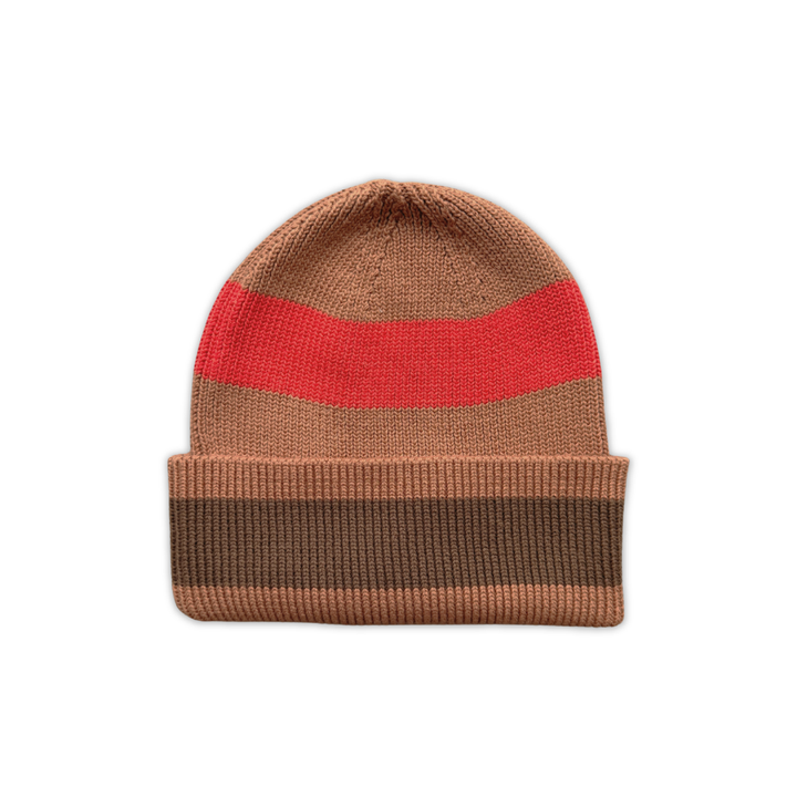 GROWN ORGANIC STRIPED PIXIE KNIT BEANIE: EARTH