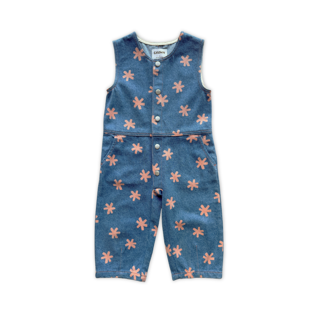GROWN ORGANIC STARLIGHT EMBROIDERY DENIM JUMPSUIT