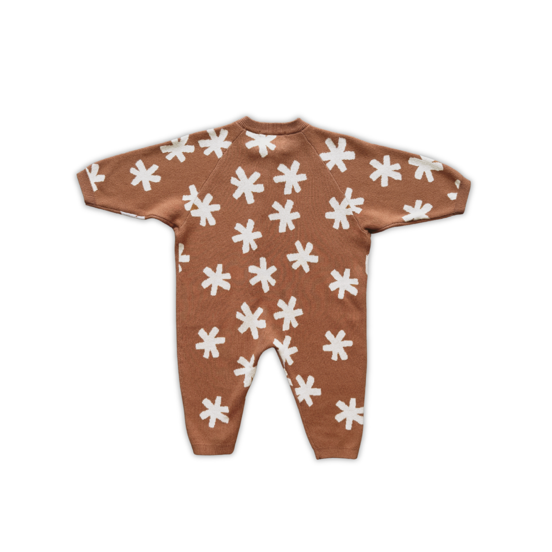 GROWN ORGANIC KNIT ZIP STARSUIT: STARLIGHT