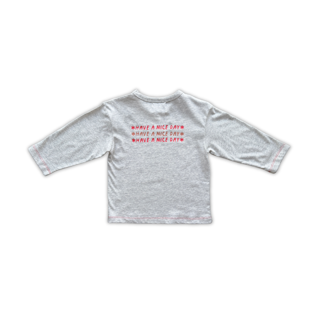 GROWN ORGANIC HAVE A NICE DAY L/S TEE: GREY MARLE