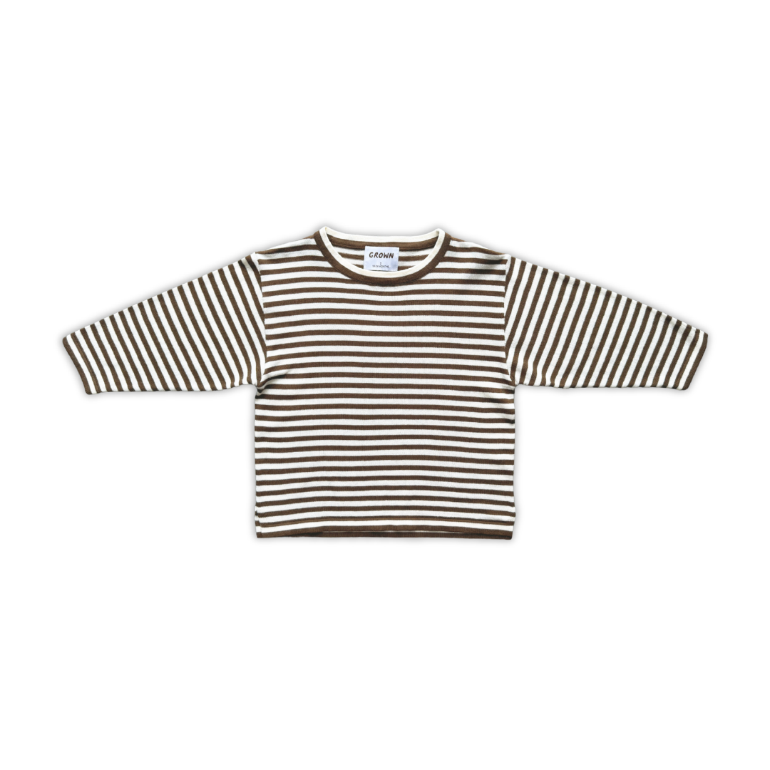 GROWN ORGANIC ESSENTIAL L/SLEEVE KNIT TEE: ESPRESSO