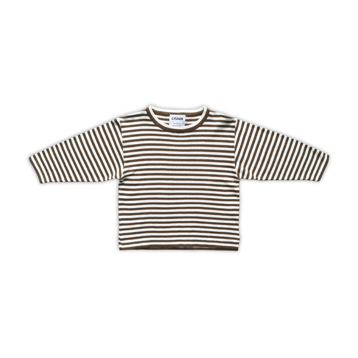 GROWN ORGANIC ESSENTIAL L/SLEEVE KNIT TEE: ESPRESSO